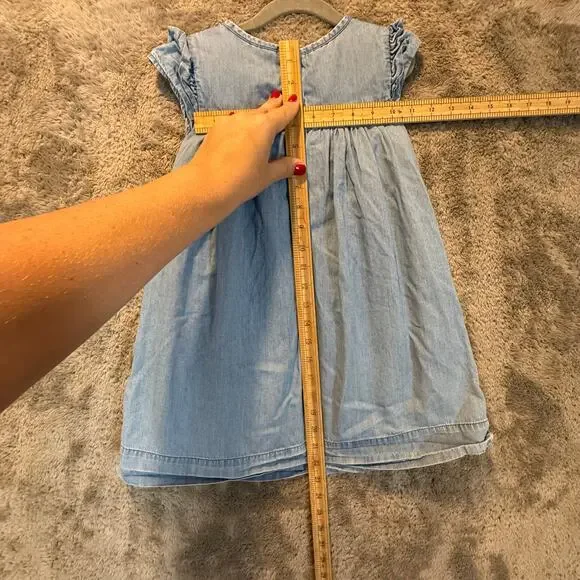 Mini Boden Easy Everyday Dress Chambray Floral Lined Ruffle Sleeve 5 6 G1341 - Picture 8 of 8